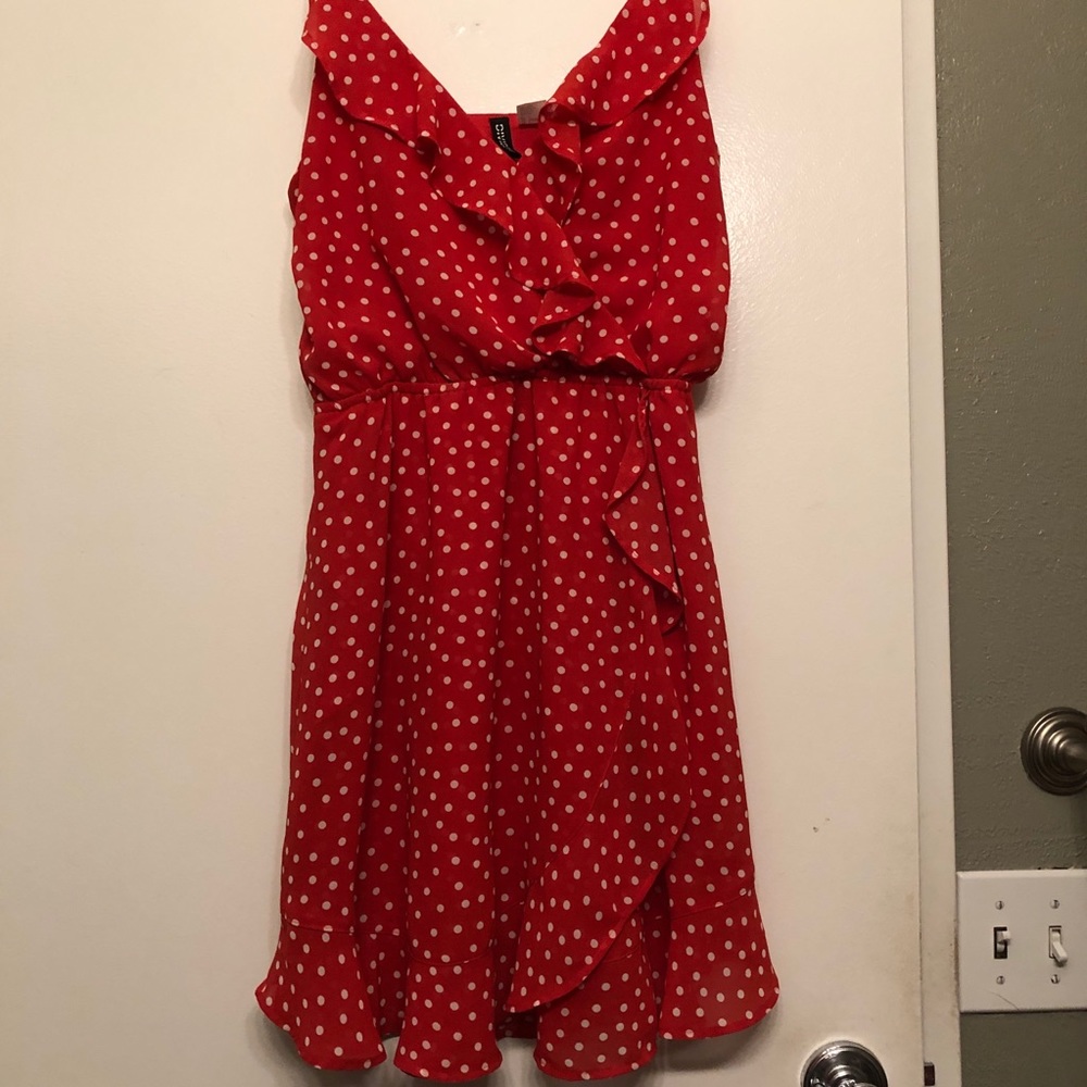 Red polka dot dress